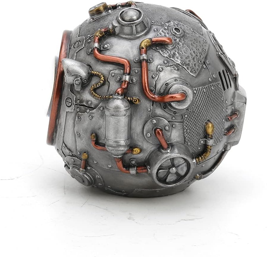 Veronese Design 3 3/8 Inch Tall Steampunk Orb from Outer Space Alien Collectible Cold Cast Pewter Finish Resin Sculpture