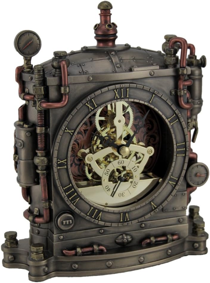 VERONESE The Grand Machine Steampunk Style Bronze Finished Mantel Clock