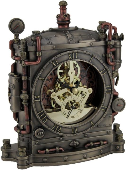 VERONESE The Grand Machine Steampunk Style Bronze Finished Mantel Clock