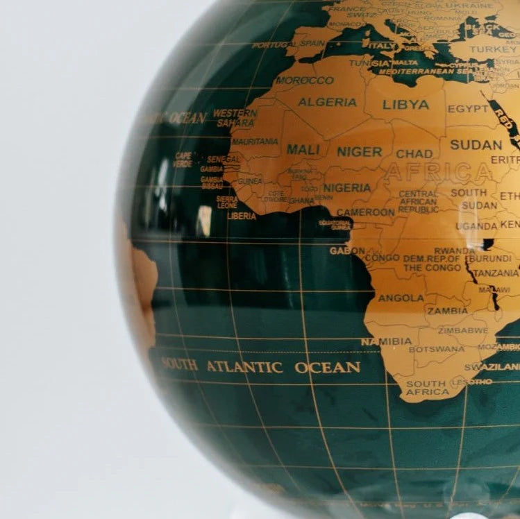 6" Mova Globe Modern Green and Gold (Buy Now For End of April Delivery)