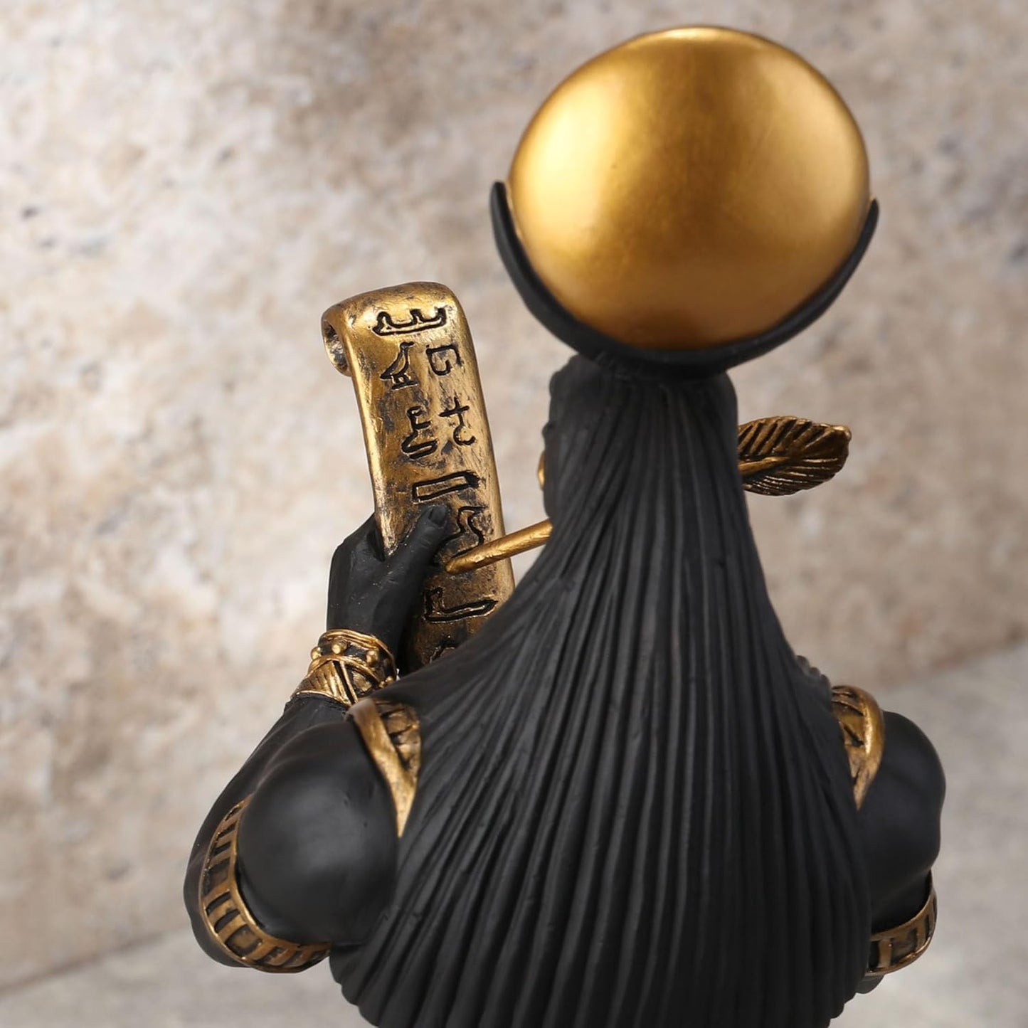 Veronese Design 11 Inch Thoth Egyptian God of Knowledge Black Gold Resin Statue