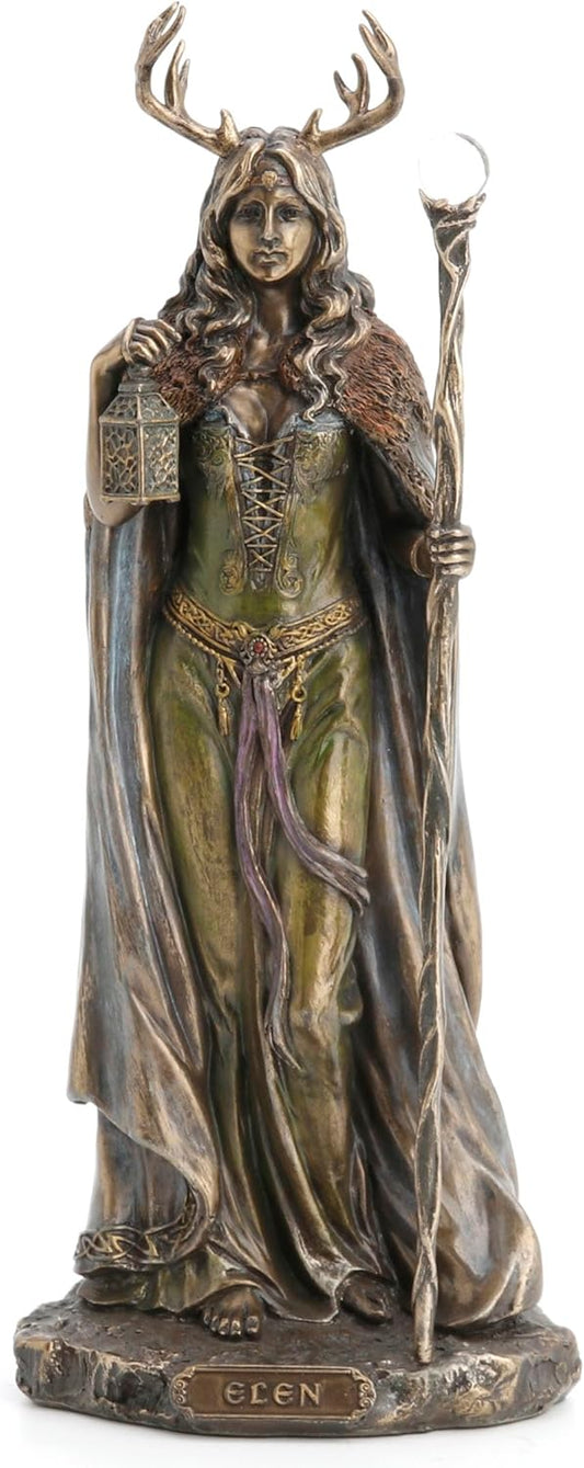 Veronese Design 10 7/8 Inch Elen of The Ways Guardian of The Forrest Pagan Goddess Cold Cast Resin Bronze Finish Sculpture