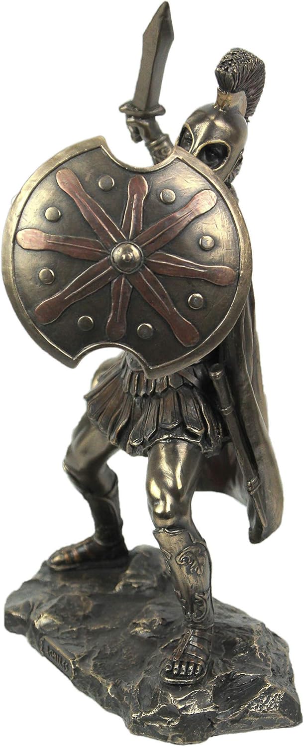 Veronese Design 9 5/8 Inch Greek Hero Achilles Battle Stance Cold Cast Resin Antique Bronze Finish Statue Home Decor