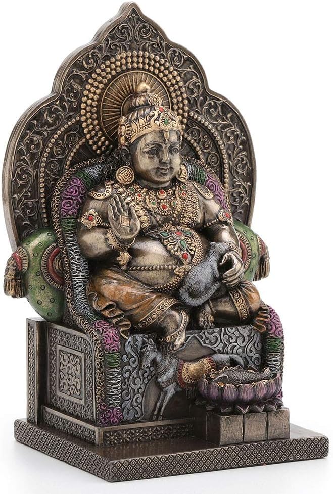 Veronese Design 7 3/8 Inch Lord Kubera Hindu God of Wealth Kuvera Kuber Kuberan Protector of The World Cold Cast Resin Antique Bronze Finish Statue