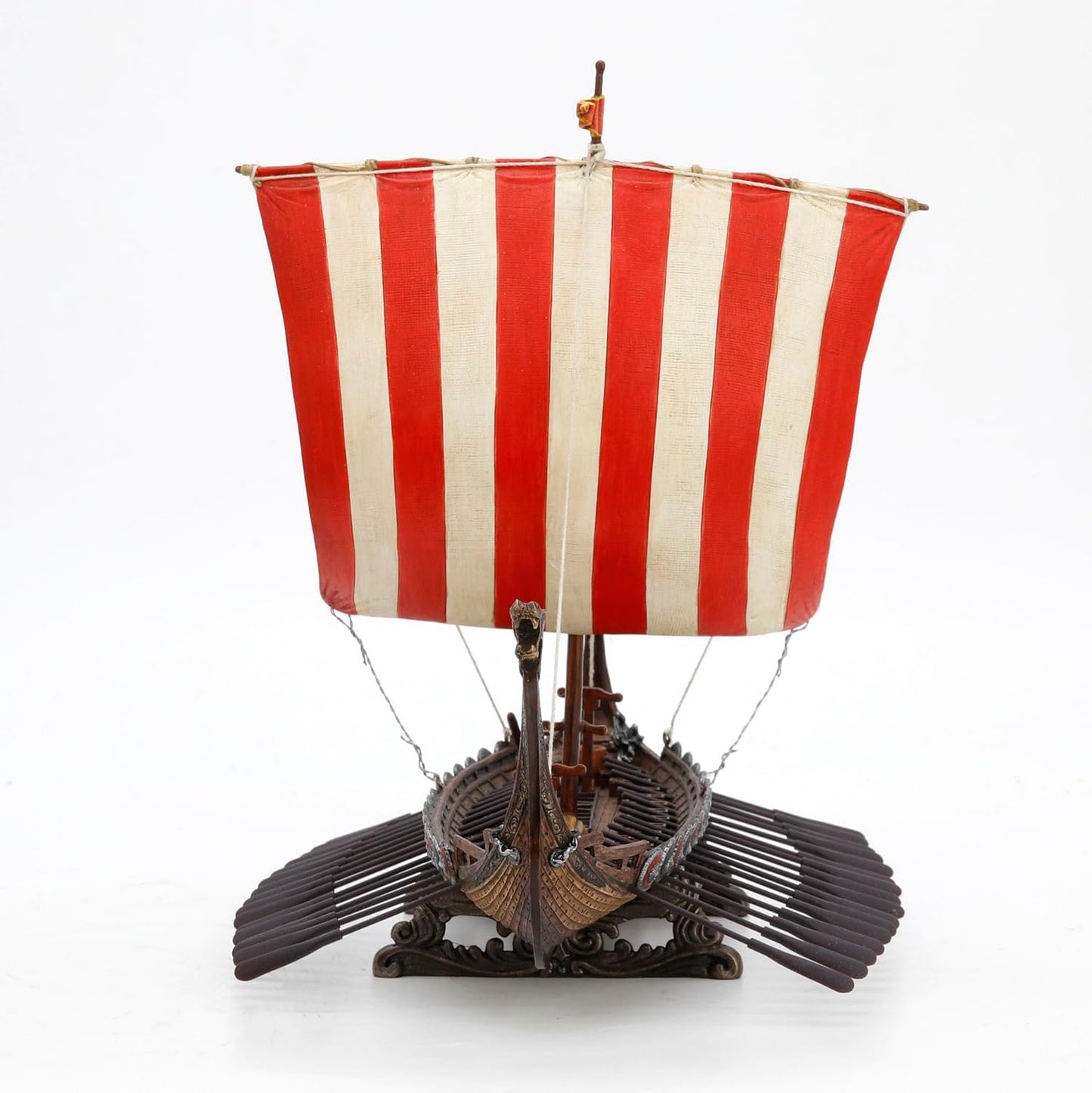 Veronese Design 13 Inch Viking Longship with Red and White Sail Home Decor Statue