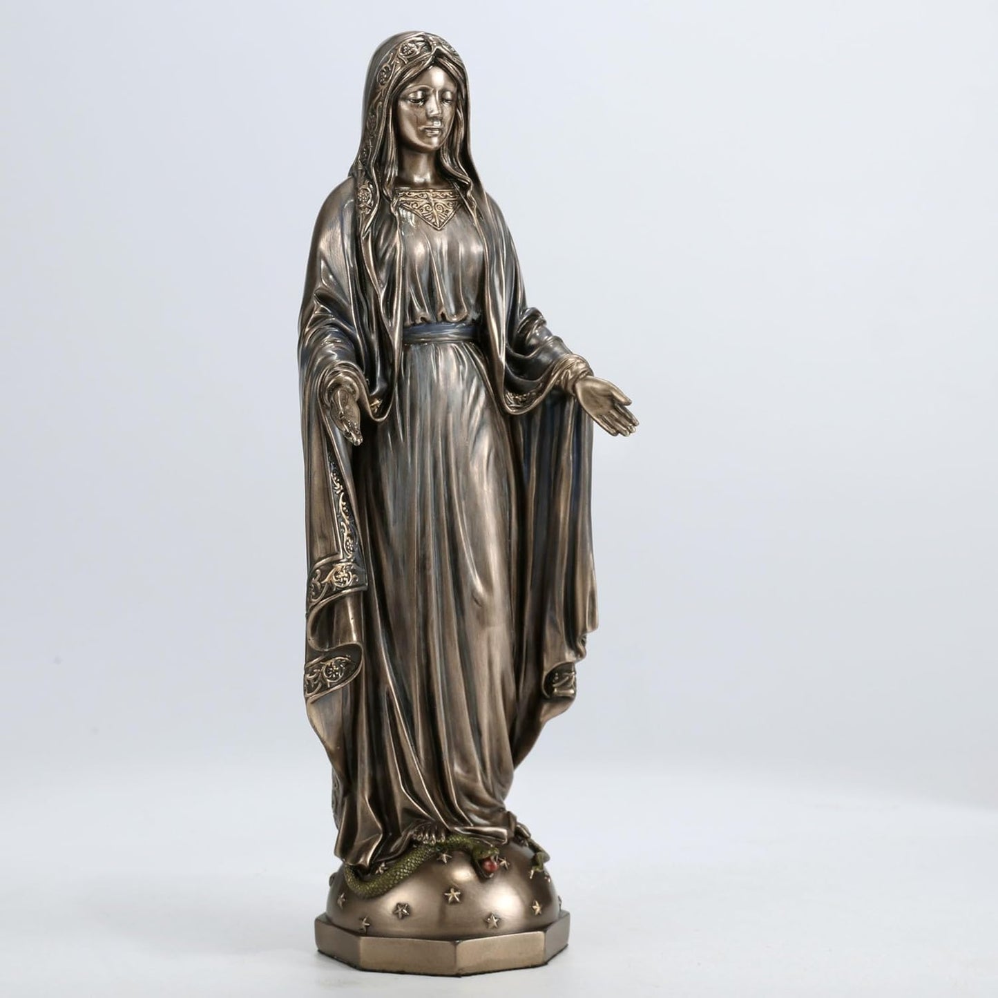 Veronese Design 8 7/8 Inch Our Lady of Grace Virgin Mary Cold Cast Resin Statue Bronze Finish Sculpture Religious Home Decor