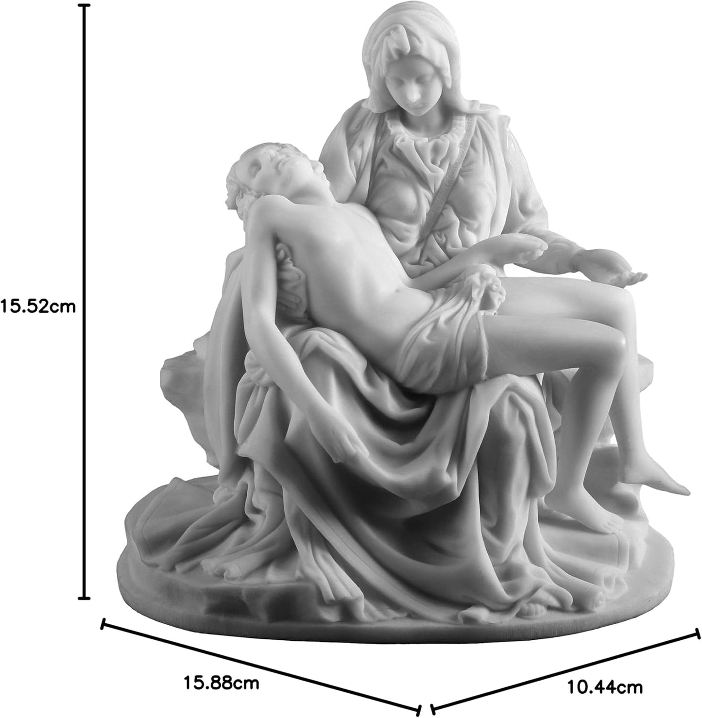 US 6.25 Inch Pieta and Michelangelo Decorative Statue Figurine, White