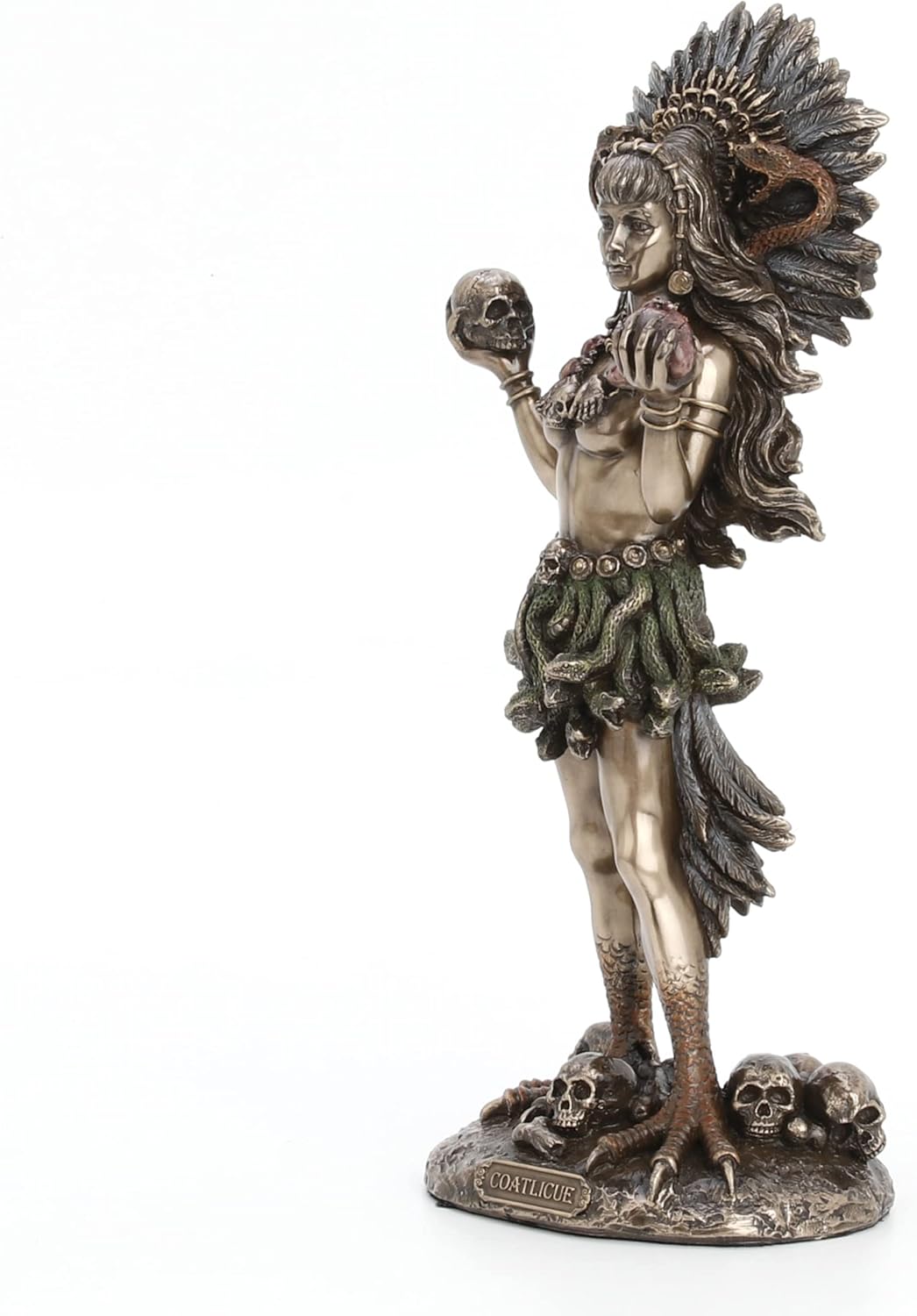 Veronese Design 9 7/8" Coatlicue Aztec Sperpant Skirt Goddess of Earth Cold Cast Resin Antique Bronze Finish Statue