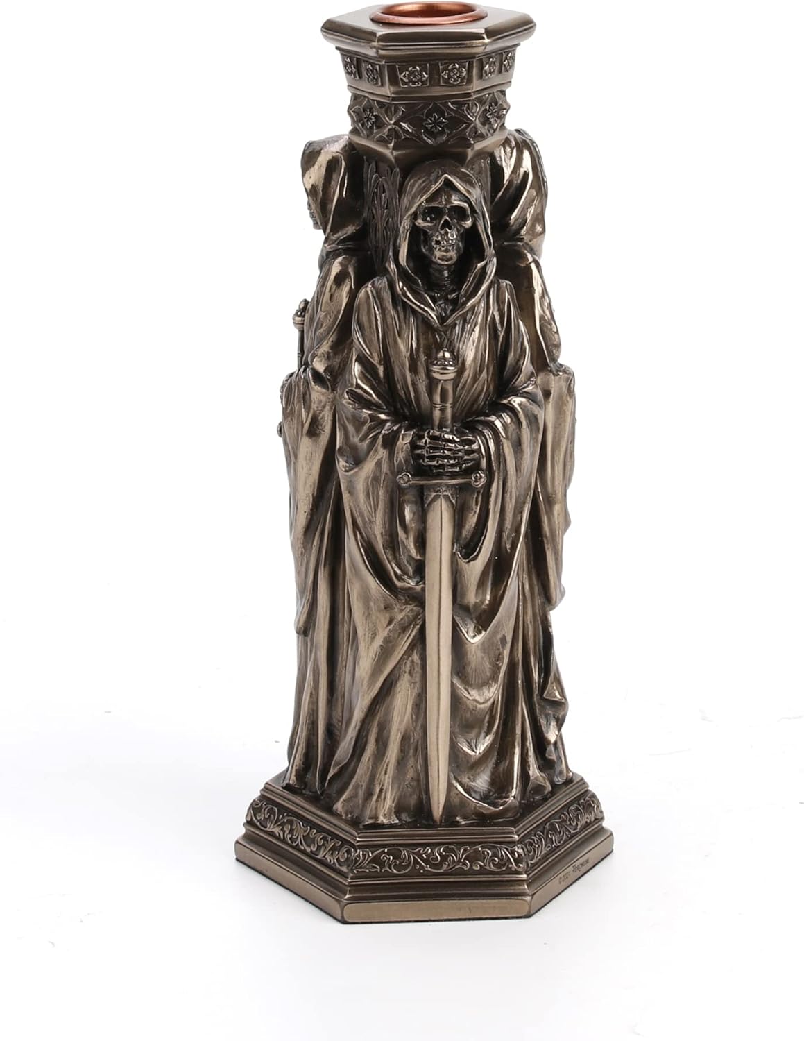 Veronese Design The Deaths Macabre Triple Skeleton Grim Reaper Single Taper Candle Holder