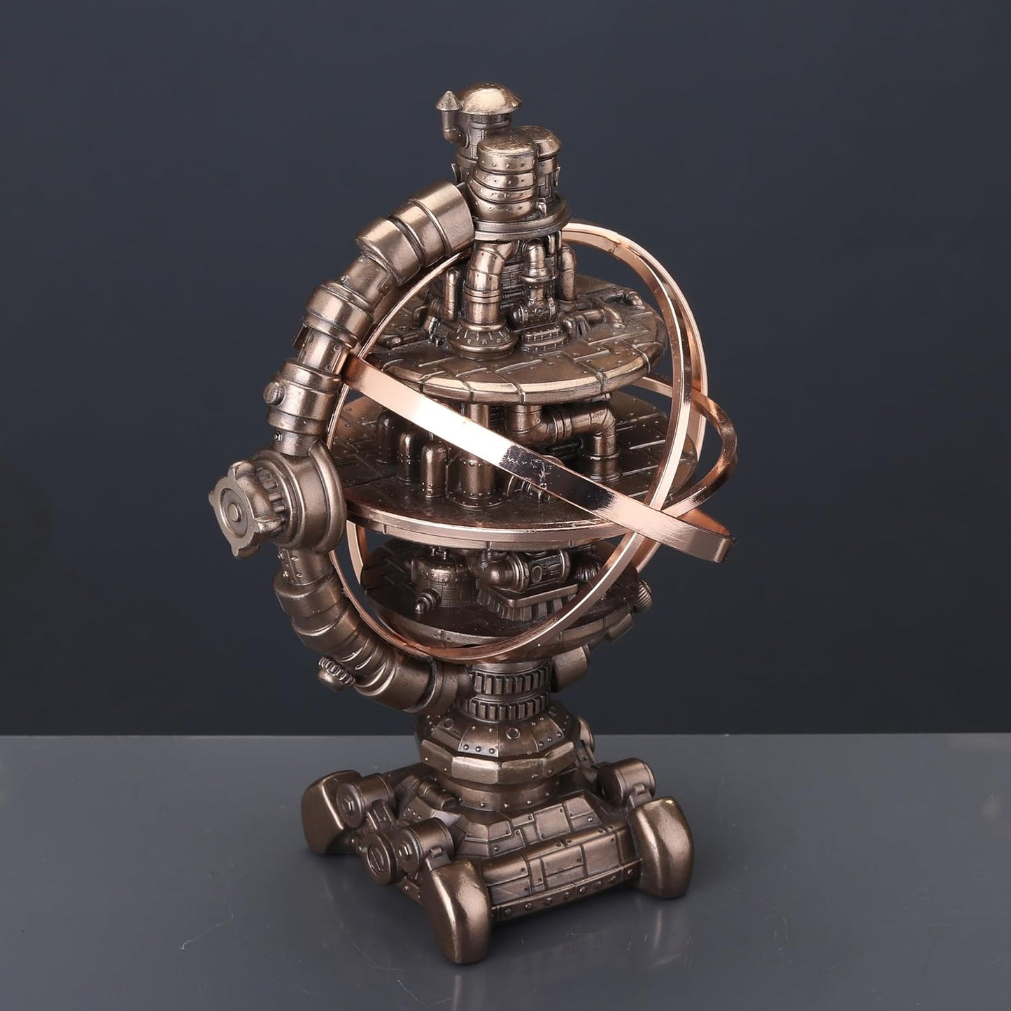 Veronese Design 7 1/8 Inch Tall Steampunk Mechanicus Gyroscope Resin Sculpture Bronze Finish