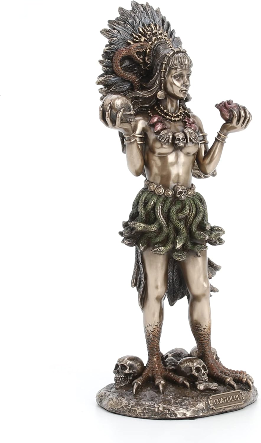 Veronese Design 9 7/8" Coatlicue Aztec Sperpant Skirt Goddess of Earth Cold Cast Resin Antique Bronze Finish Statue