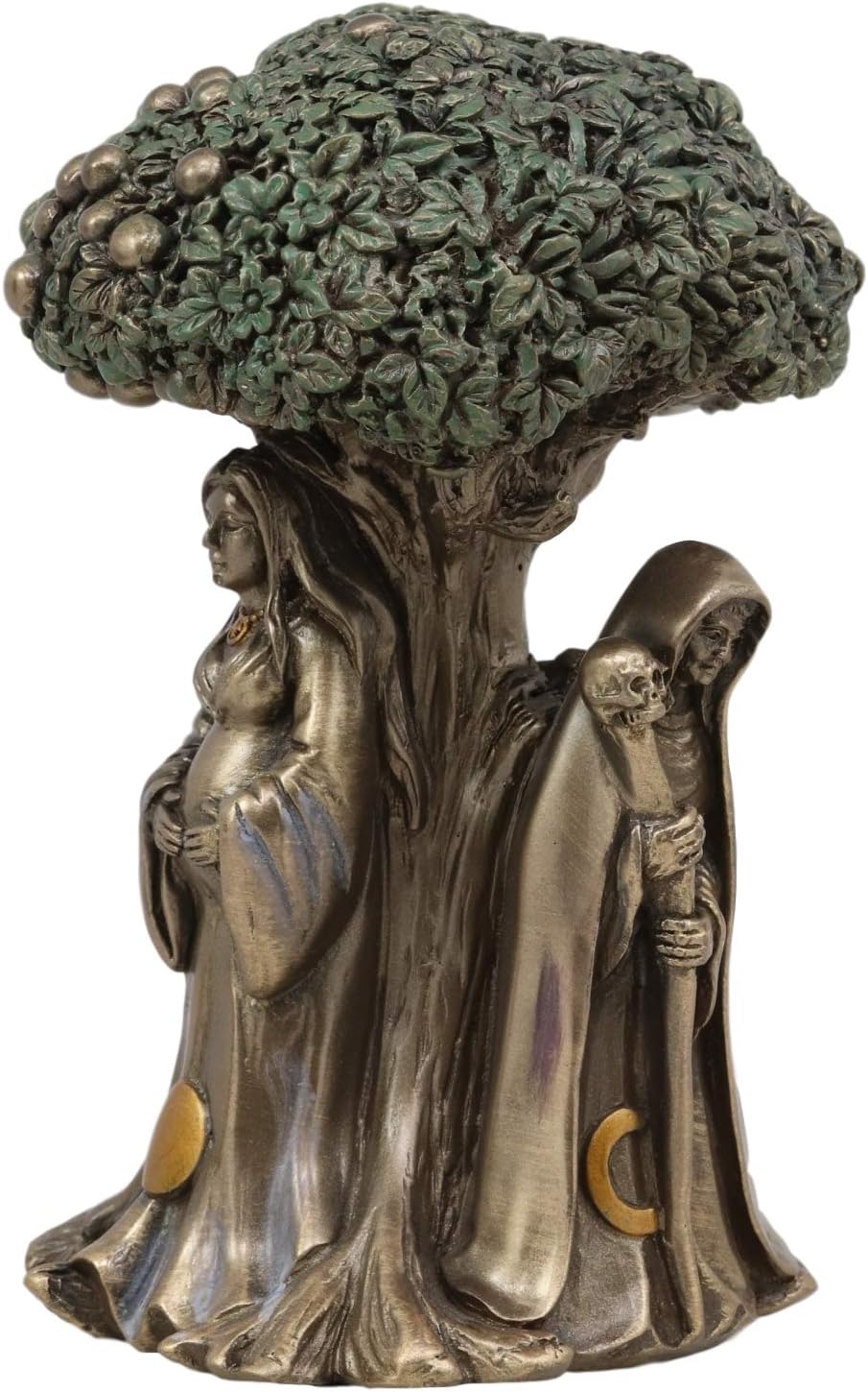 Ebros Celtic Sacred Moon Triple Goddess Mother Maiden Crone Under Tree of Life Statue 5.5" Tall Hecate Brigid Wicca Wiccan Holy Trinity Decor Sculpture Decorative Figurine Cosmic Celestial Gods