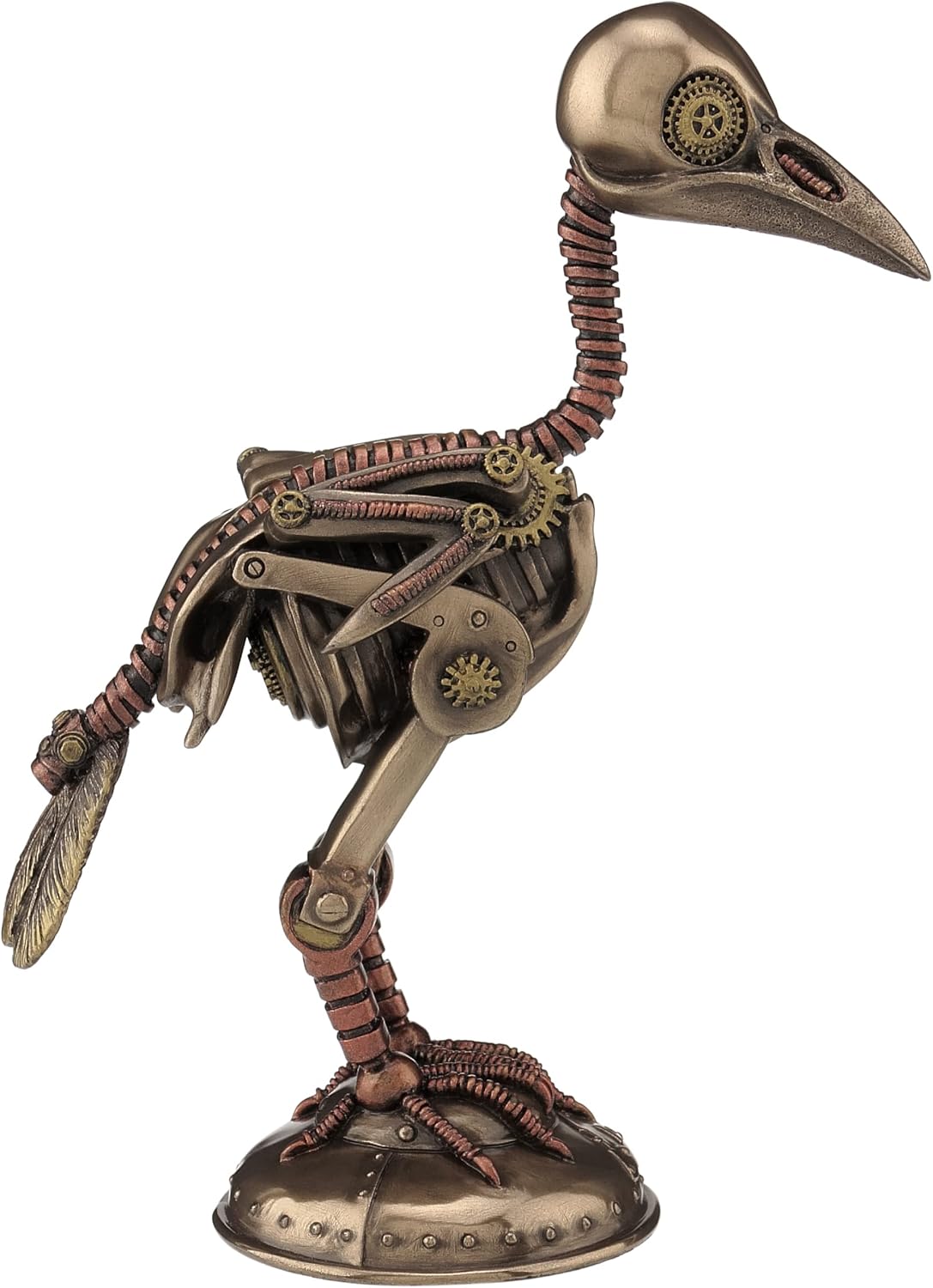 Unicorn Studio 7 1/8 Inch Steampunk Crow Skeleton Resin Sculpture Cold Cast Bronze Finish
