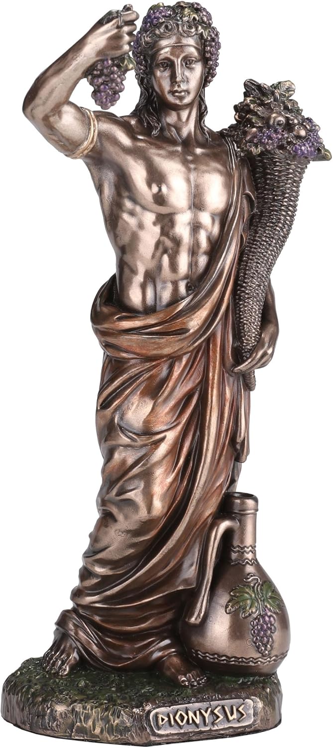 Veronese Design 6 1/4 Inch Dionysus Greek God of Wine Cold Cast Resin Antique Bronze Finish Sculpture