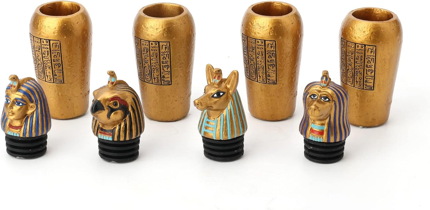 Veronese Design 3 1/2" Egyptian Canopic Jars Miniatures (Set of Four) Resin Figurine