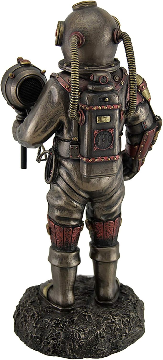 Veronese Design Lighted Steampunk Skeleton In Diving Suit Statue