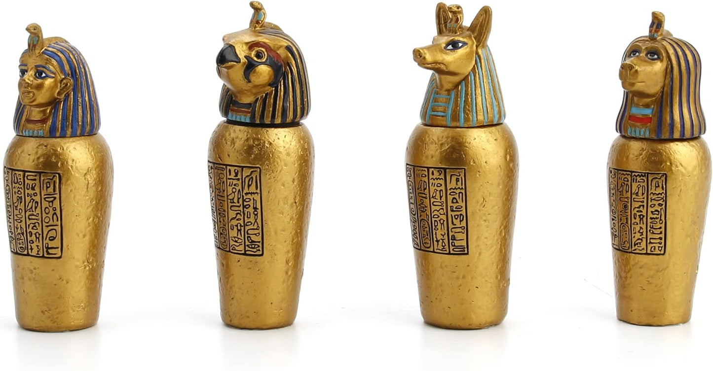 Veronese Design 3 1/2" Egyptian Canopic Jars Miniatures (Set of Four) Resin Figurine