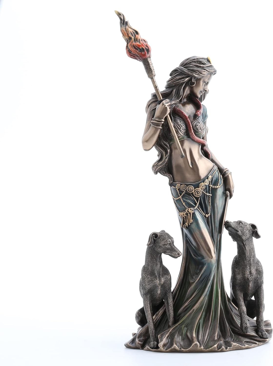 Veronese Design 13 3/8" Tall Cold Cast Resin Antique Bronze Finish Hecate Greek Goddess of Magic with Her Hounds Statue Figurine