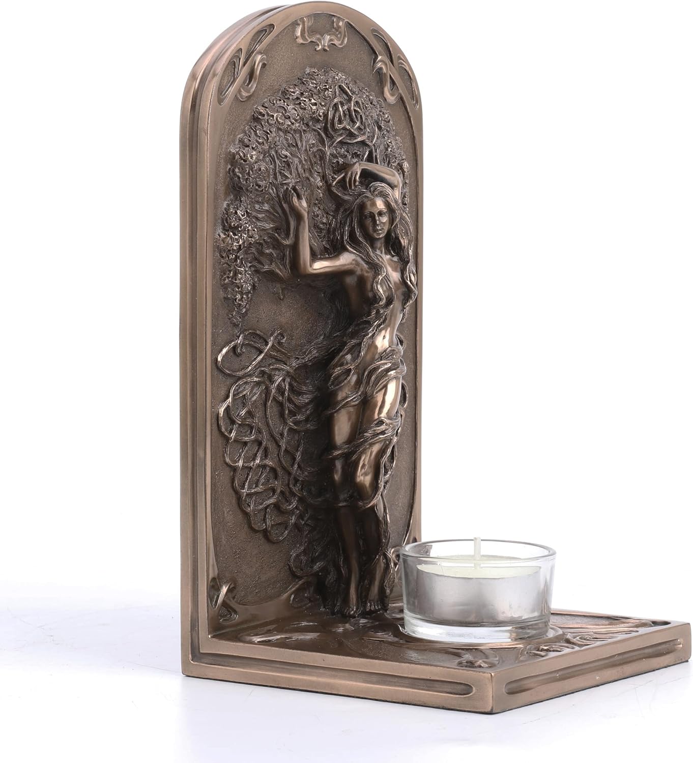 Veronese Design Earth Life Magic Bronze Resin Decorative Bookend Pagan Tealight Candle Holder