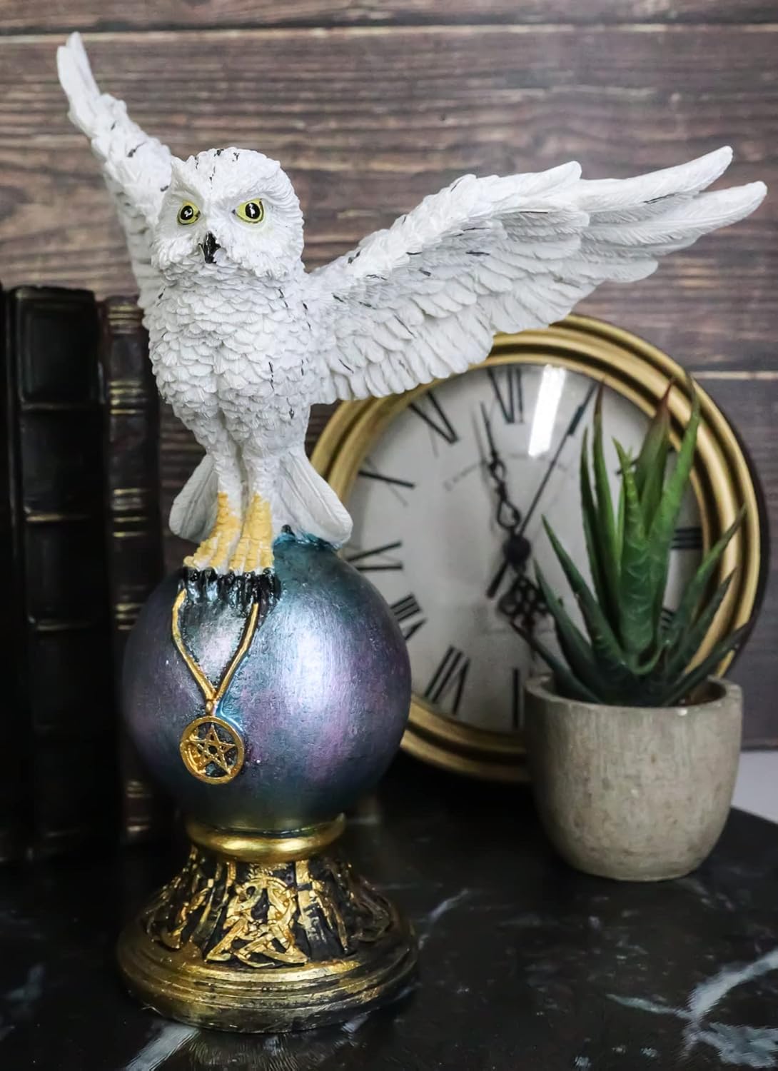 Anne Stokes Awaken Your Magic Snowy Owl with Pentagram Pendant