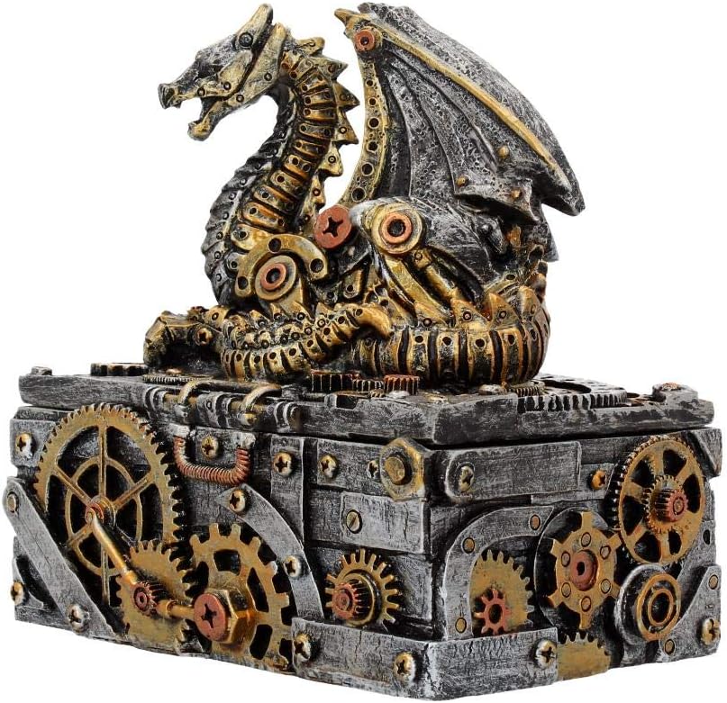 Nemesis Now Steampunk Dragon Trinket Box 18.5cm – Secrets of the Machine Decorative Storage Box – Gothic Collectible