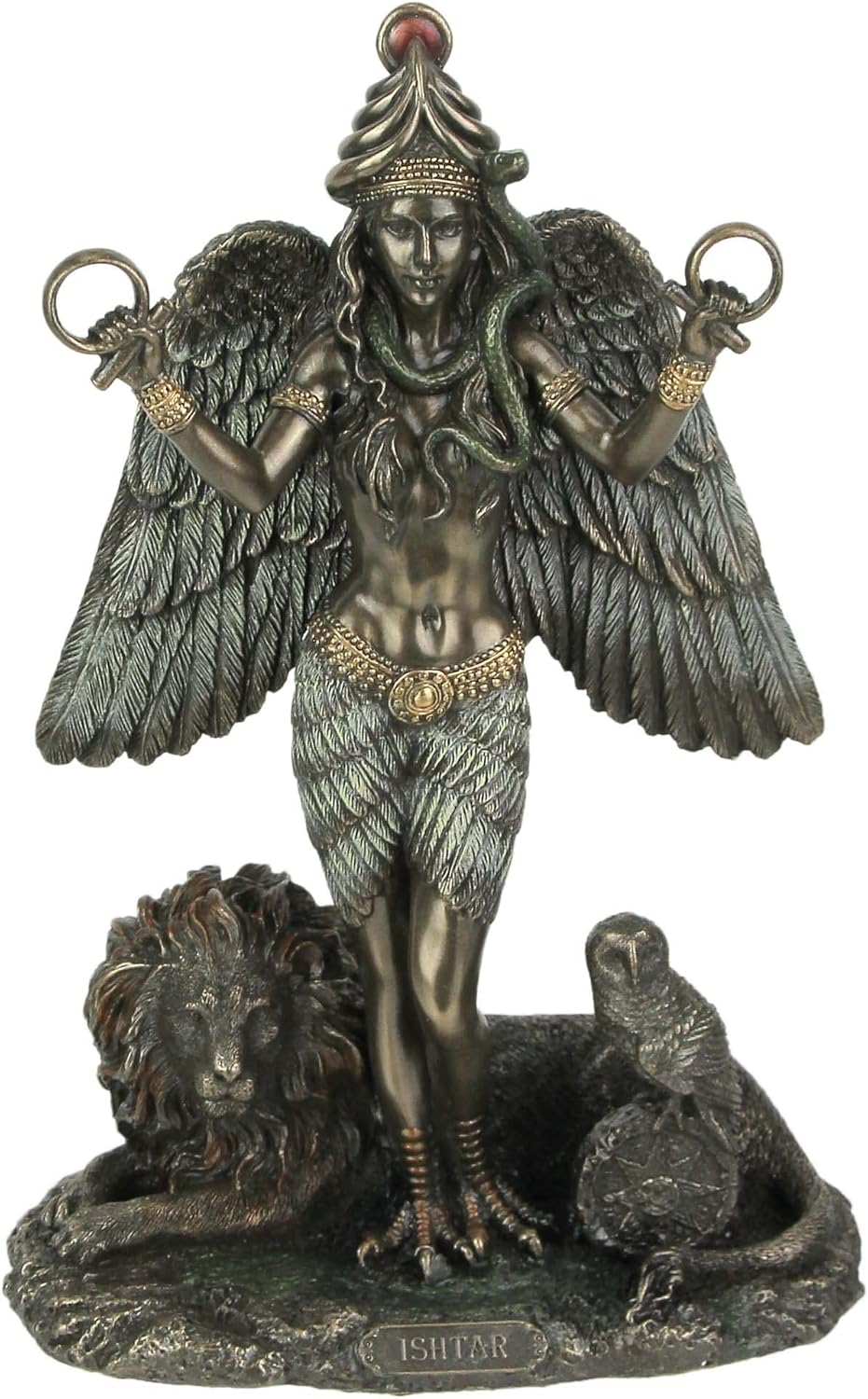 Veronese Design 8 5/8" Ishtar The Mesopotamian Queen of Heaven Cold Cast Resin Antique Bronze Finish Sculpture Altar Statue Wiccan Decoration Pagan Gifts