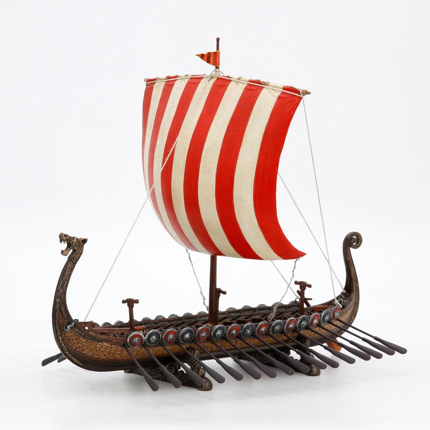 Veronese Design 13 Inch Viking Longship with Red and White Sail Home Decor Statue