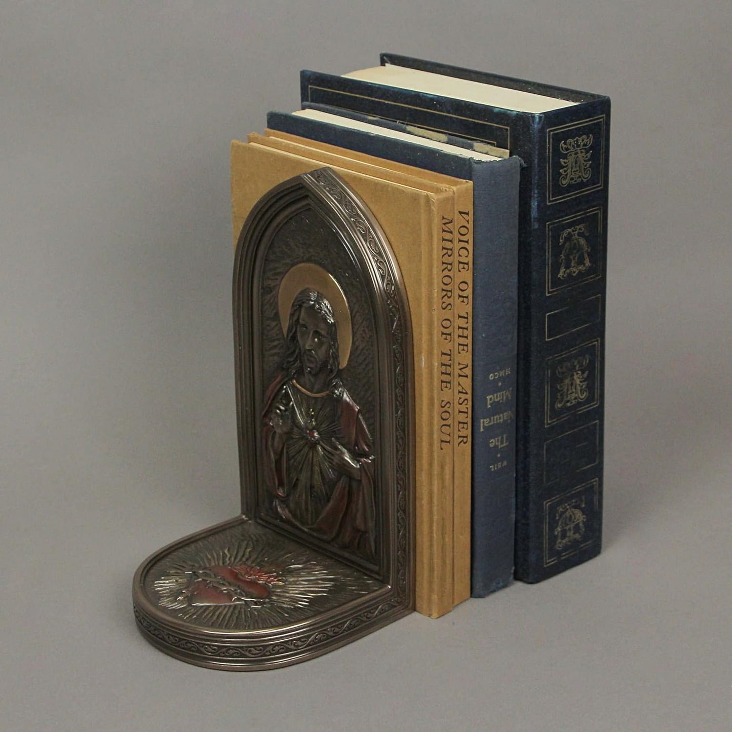 Veronese Design 8 1/4" The Sacred Heart of Jesus Resin Sculpture Bronze Finish Standing Plaque Single Bookend