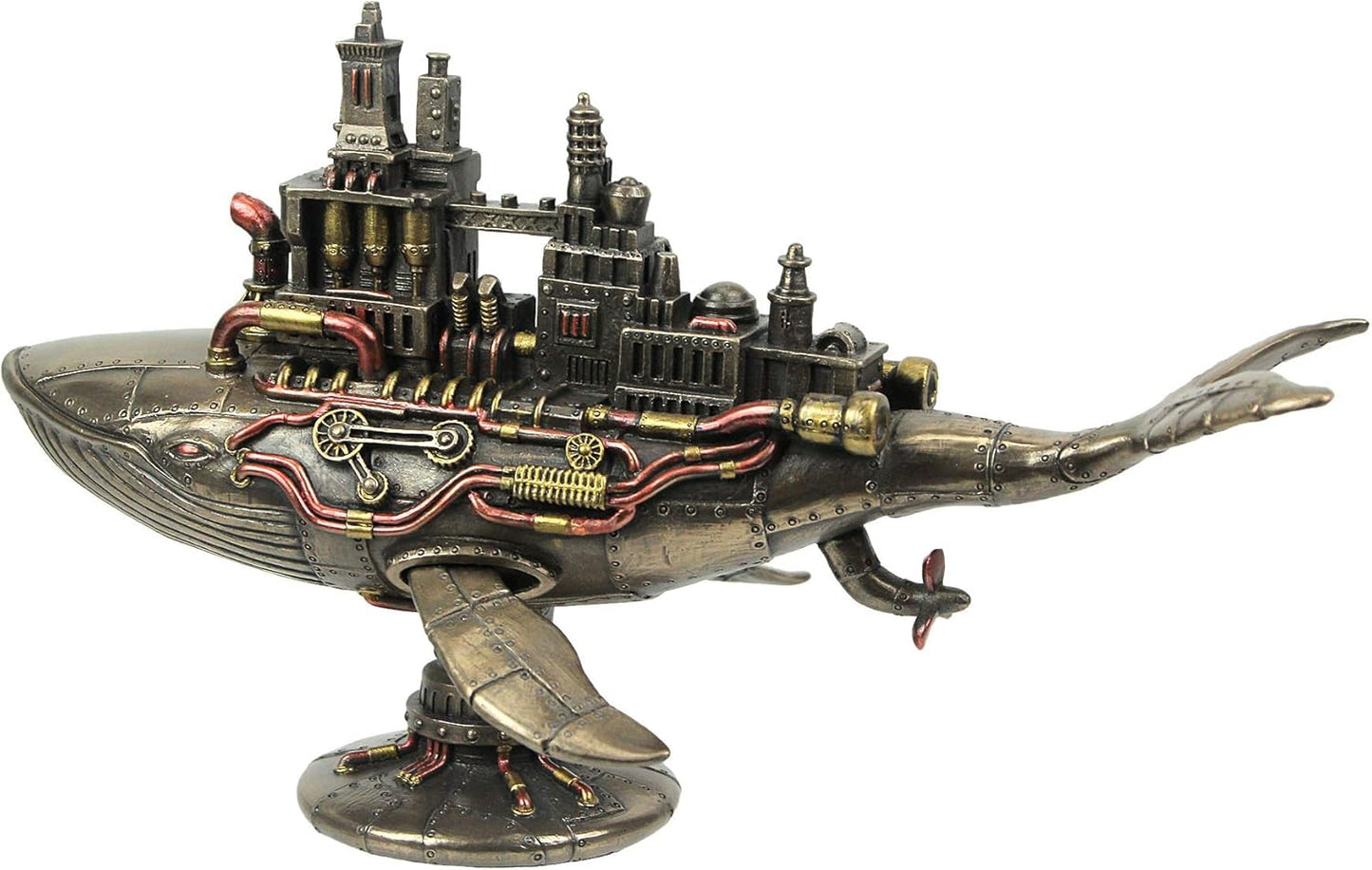 Veronese Design 6 7/8 Inch Steampunk Fifty Two Hertz Galactic Space Colony Whale Cold Cast Resin Bronze Finish Statue Home Decor