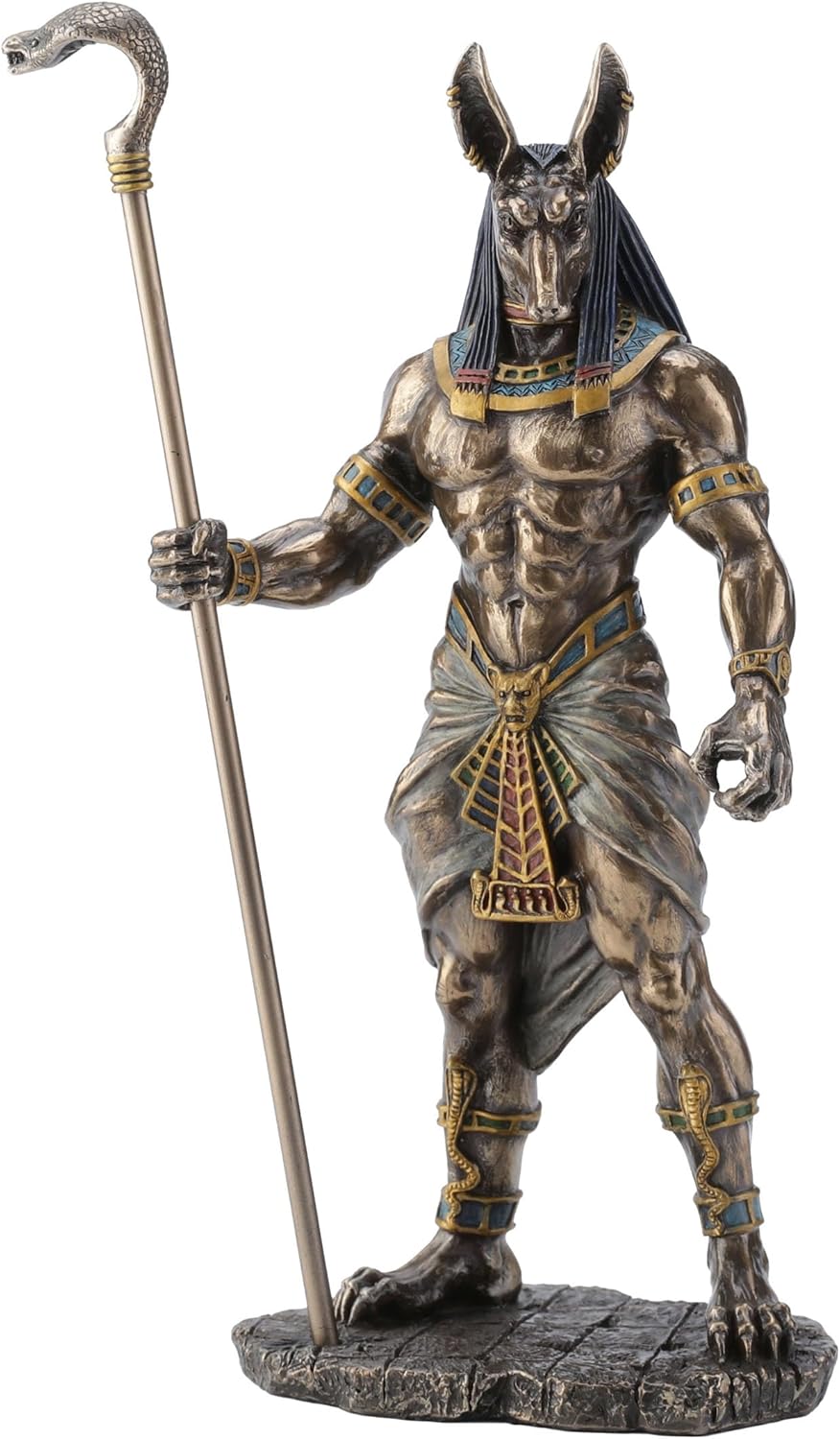 Veronese Design Anubis Holding Cobra Head Scepter Statue