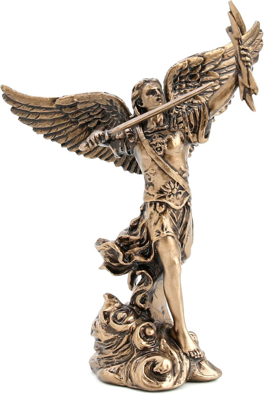 3.87" Poly Stone Archangel - Remiel with Sword And Lightning Figurine