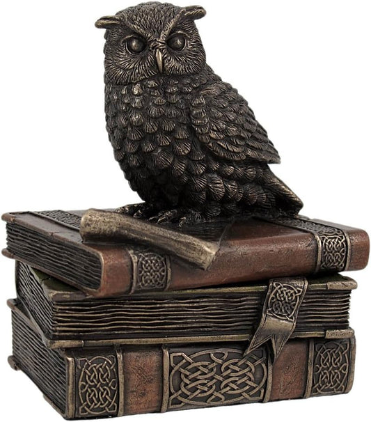 Veronese Design Bronzed Finish Wise Old Owl Trinket Box