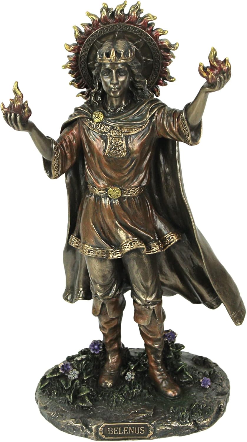 Veronese Design 9 1/4" Tall Belenus The Celtic Sun God of Healing Cold Cast Resin Antique Sculpture Antique Bronze Finish Statue Altar Decoration Mystic Gifts