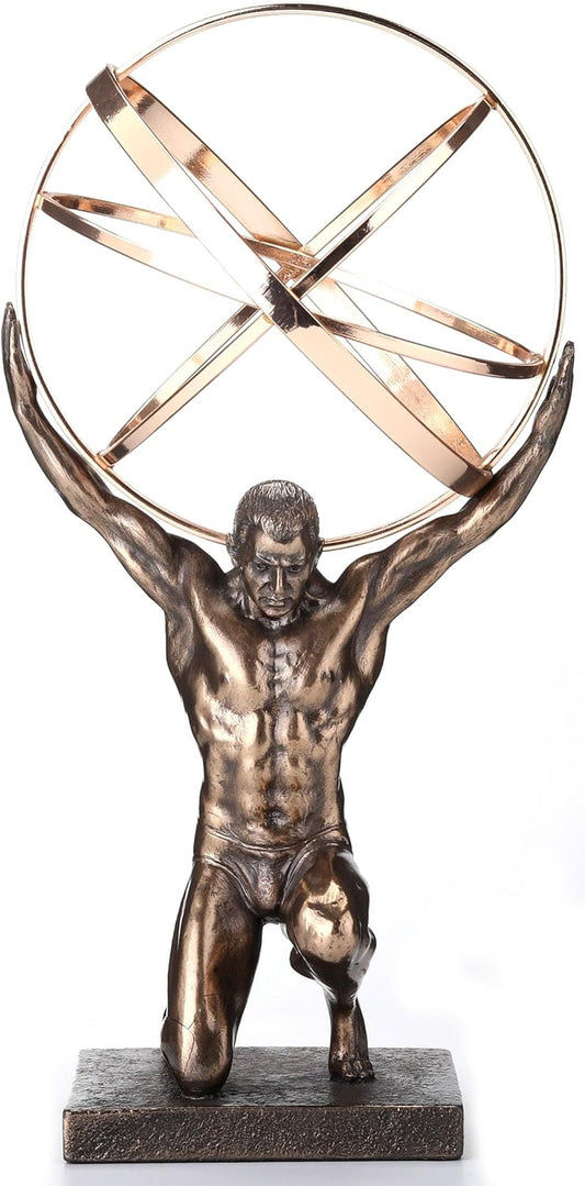 Bronze and Gold Finish Atlas Carrying Celestial Sphere Statue