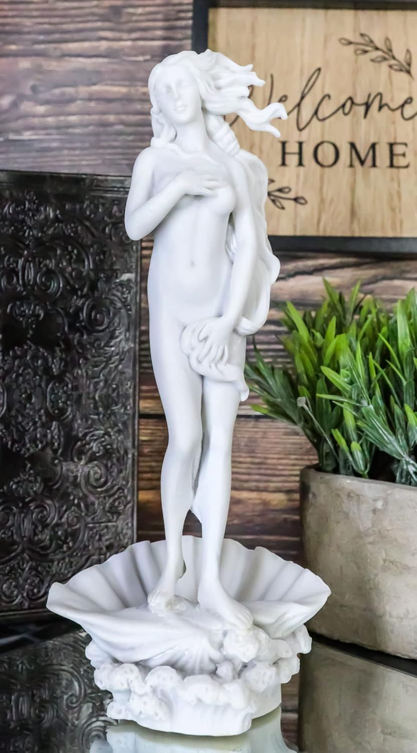 Pacific Trading Ebros Gift Birth of Venus Statue Inspired by Botticelli Figurine of Aphrodite Making Up The Uffizi Museum Decor Sculpture Greek Roman Gods and Goddesses Theme