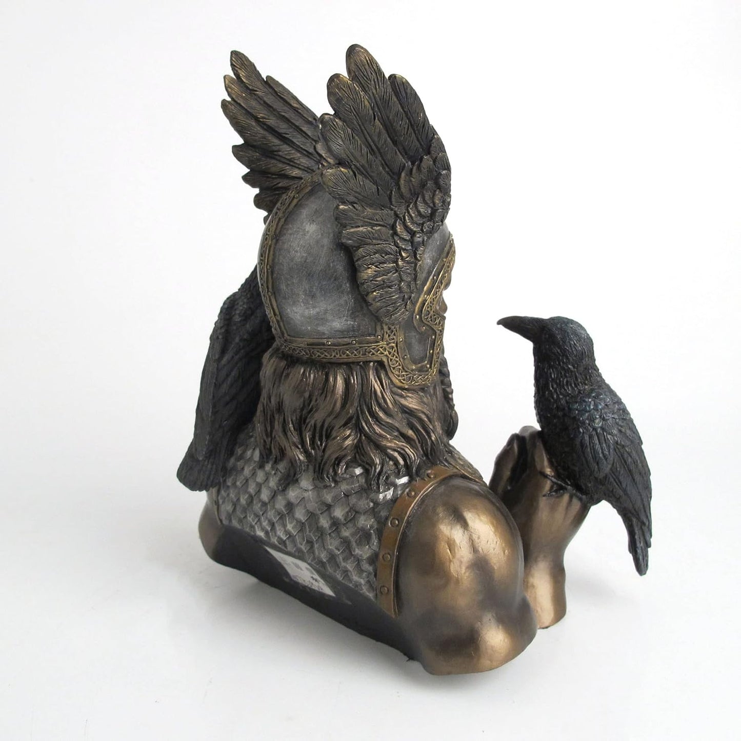 Veronese Design Norse God Odin and His Raven Hand Painted Resin Sculpture Statue