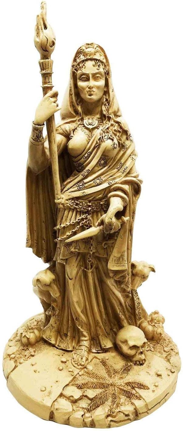 Pacific Giftware Hekate Goddess Sculpture Athens Greek White Vibrations of Crossroads, Witchcraft, Dogs and poisonous plants Statue