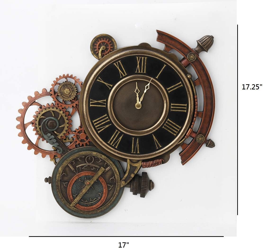Veronese Design Zeckos Mechanical Steampunk Astrolabe Star Tracker Wall Clock 17 Inch