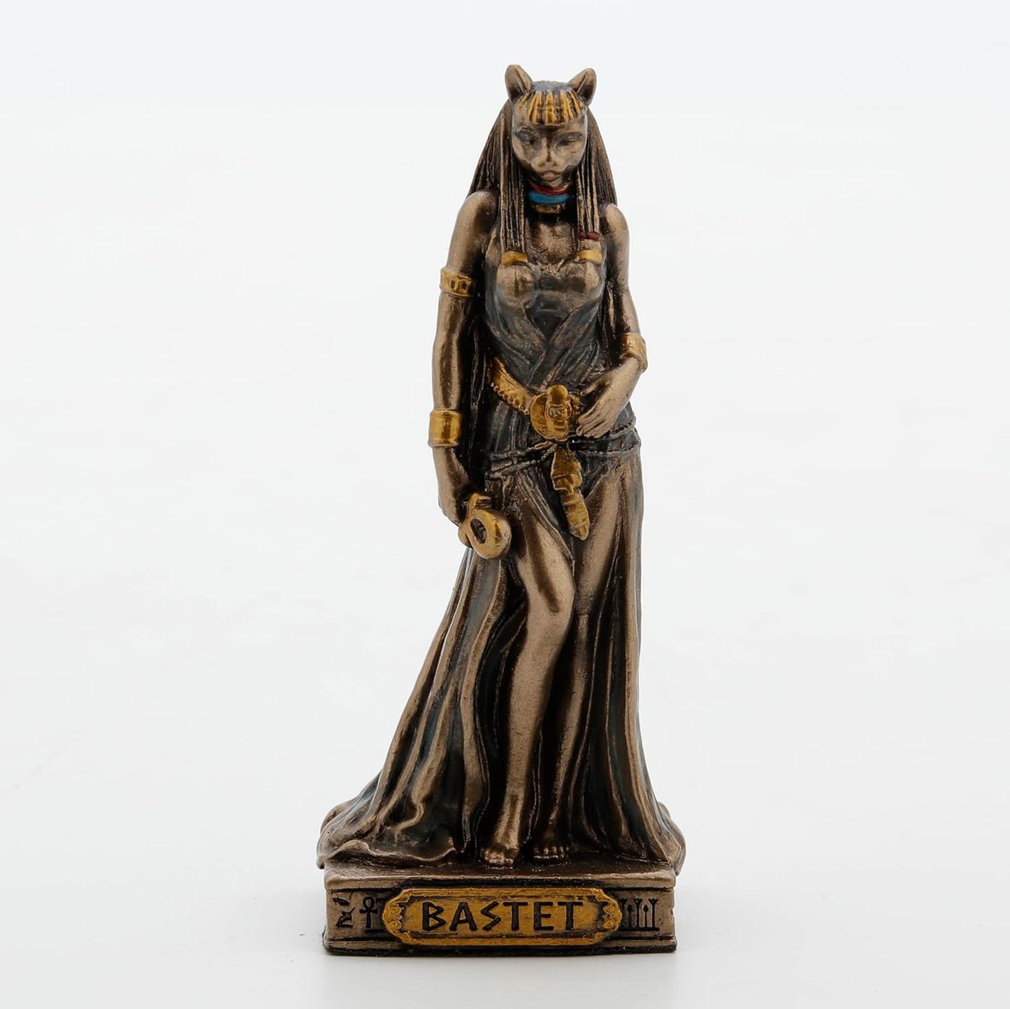 Veronese Design 3 3/8 Inch Bastet Goddess of Protection Resin Miniature Painted Bronze Finish