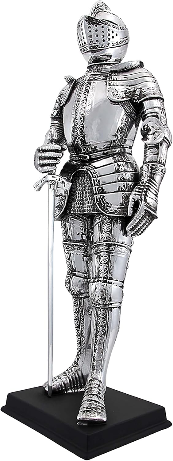 Veronese Design Silver Finish Medieval Knight in Armor Statue Figure Armour