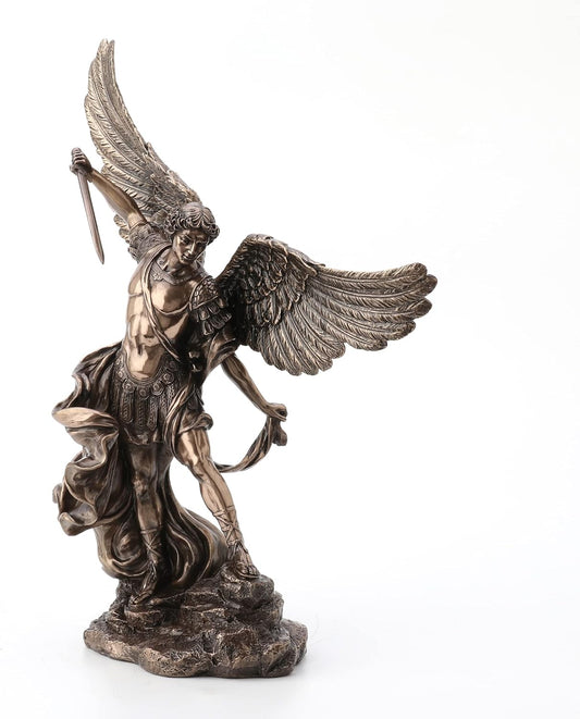 Veronese Design 15" Archangel Saint Michael Resin Statue Cast Bronze Finish
