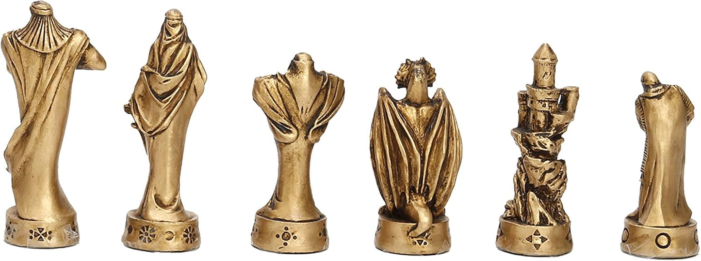 Veronese Design Beautiful Gold and Silver Finish Medieval Fantasy Chess Men Set