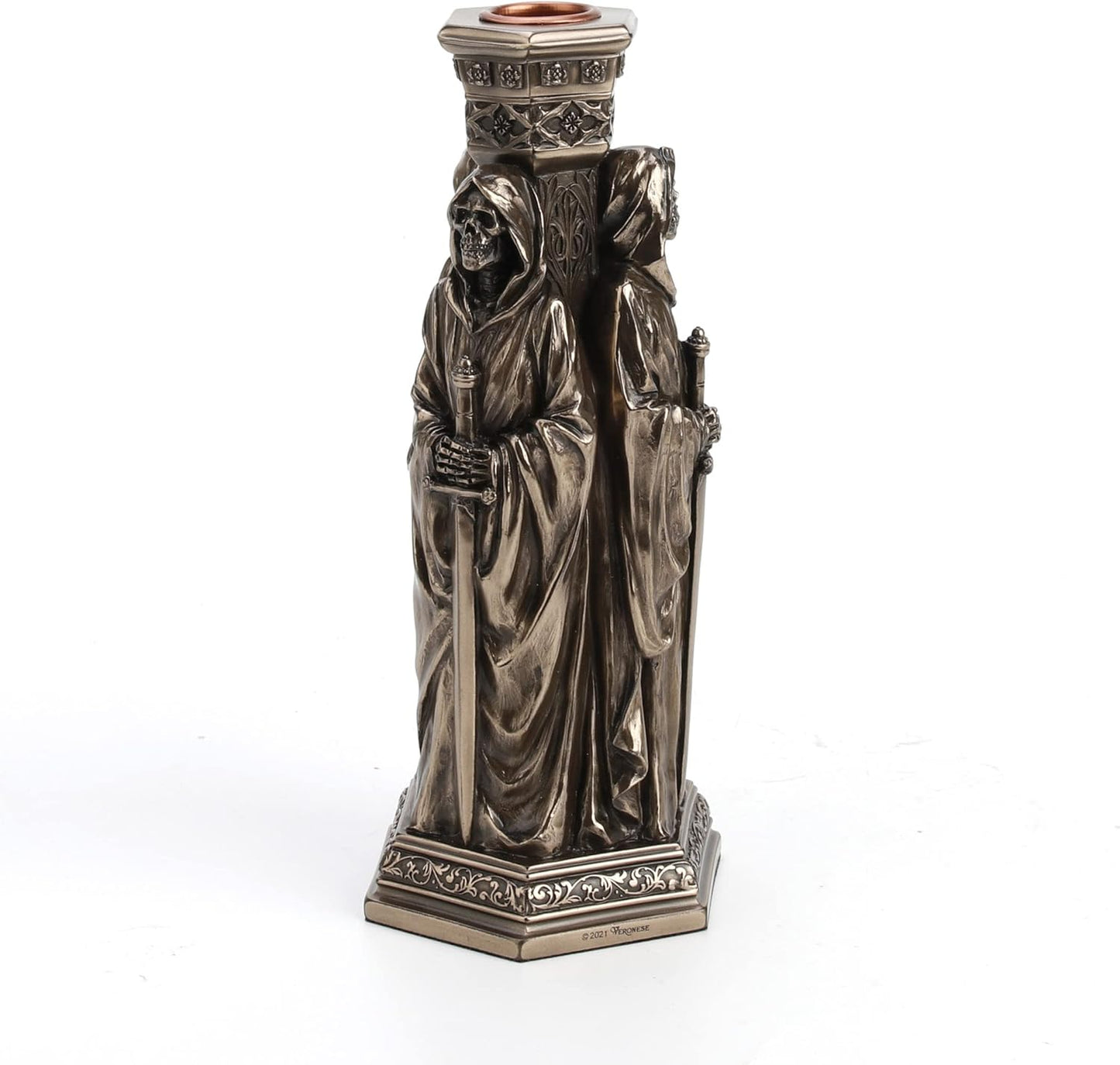 Veronese Design The Deaths Macabre Triple Skeleton Grim Reaper Single Taper Candle Holder