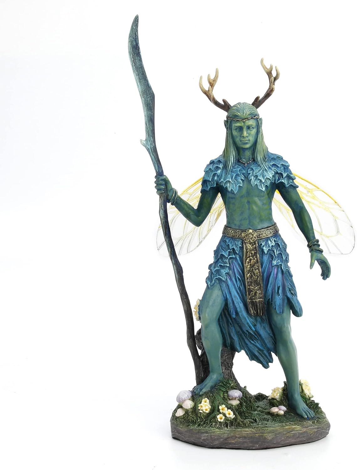 Veronese Design 10 3/8" Winged Antler Elven Druid Resin Statue Hand Painted Figurine