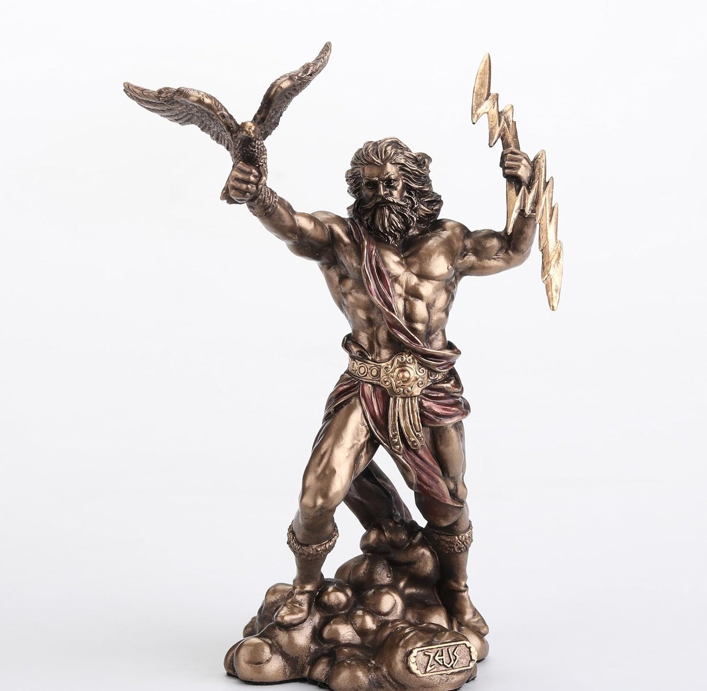 Veronese Design 4 3/8 Zeus Hand Painted Resin Sculpture Greek God of Heaven Holding Thunderbolt