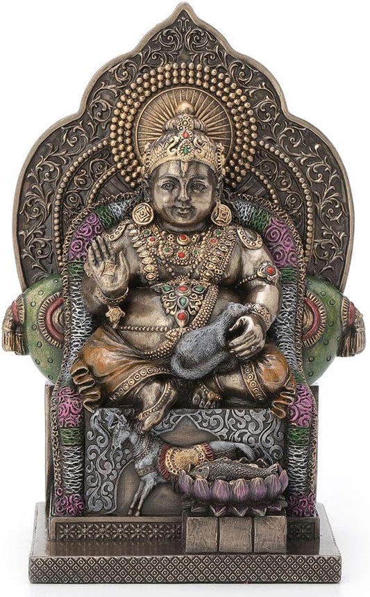 Veronese Design 7.4 Inch Lord Kubera Hindu God of Wealth Kuvera Kuber Kuberan Protector of The World Antique Bronze Finish Statue