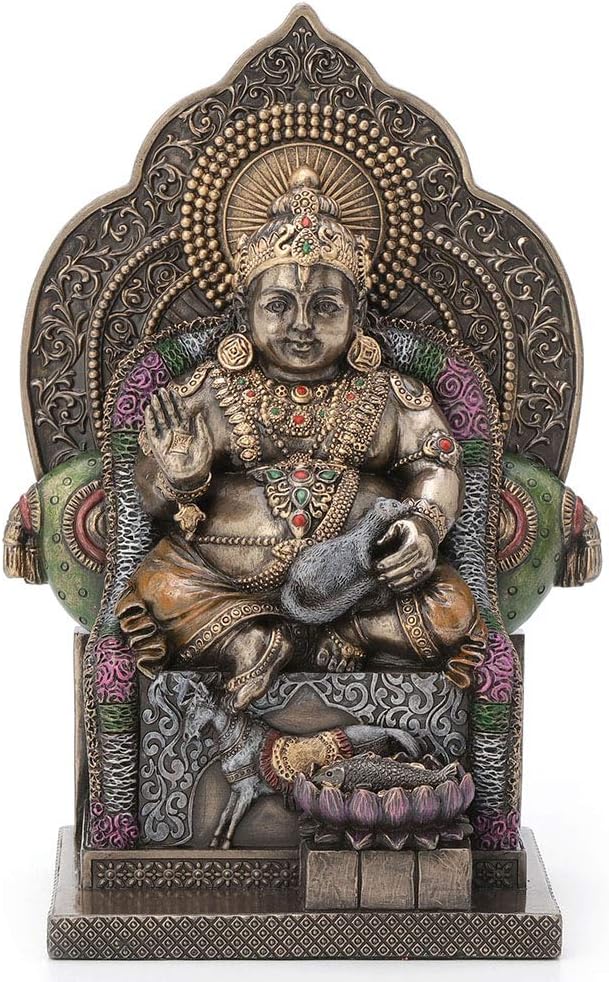 Veronese Design 7 3/8 Inch Lord Kubera Hindu God of Wealth Kuvera Kuber Kuberan Protector of The World Cold Cast Resin Antique Bronze Finish Statue