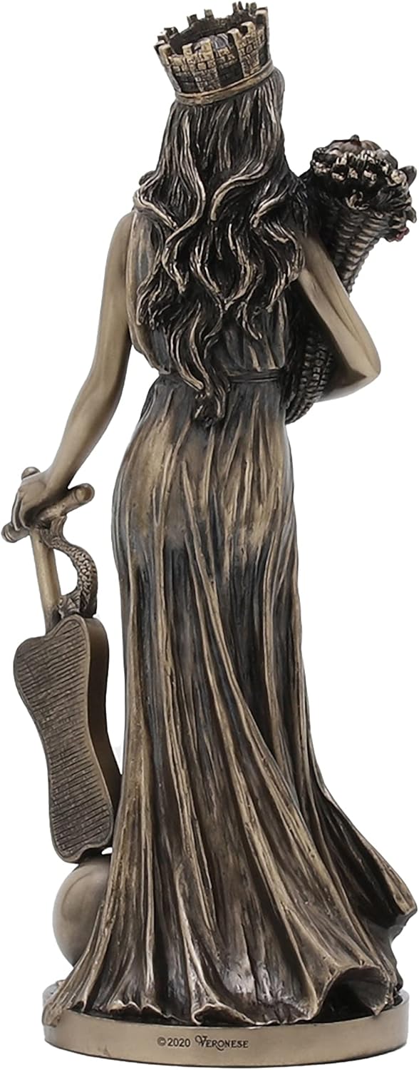 Veronese Design Bronze Finished Tyche Greek Goddess Of Fortune and Prosperity Statue Fortuna Lady Luck, Length 5 1/8 * Width 4 1/8 * Height 11 1/4 (Inch),WU77777A4