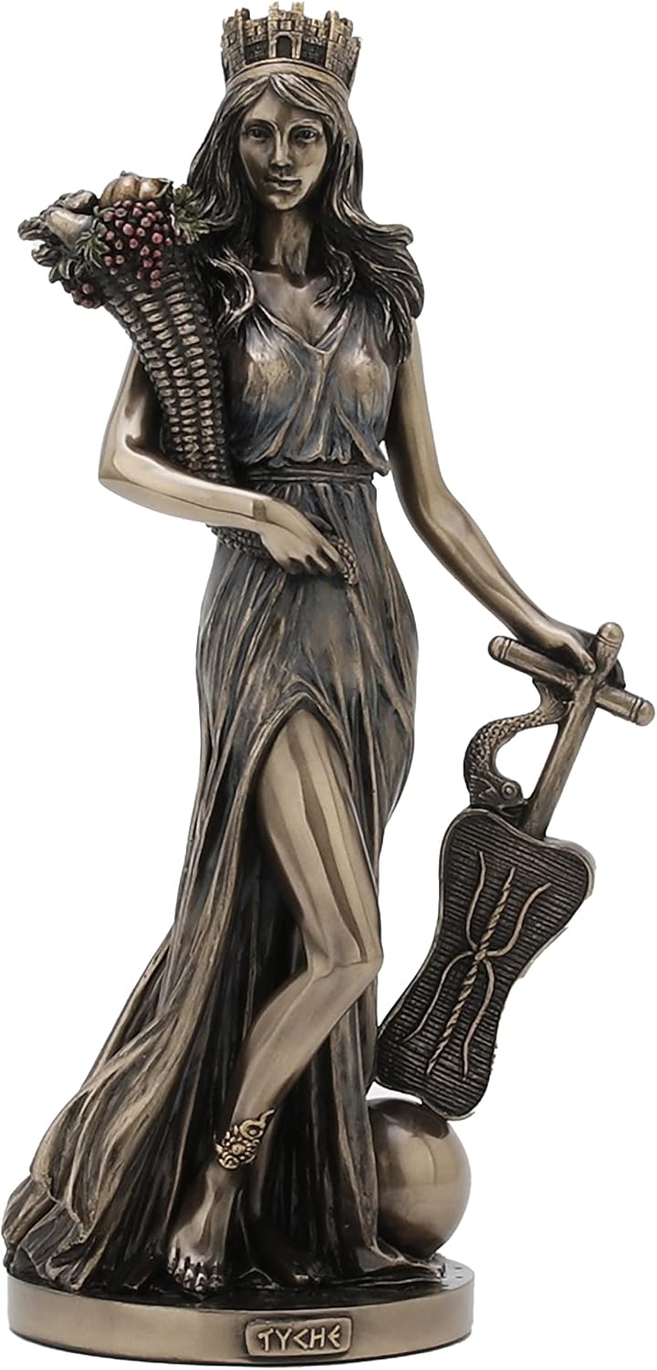 Veronese Design Bronze Finished Tyche Greek Goddess Of Fortune and Prosperity Statue Fortuna Lady Luck, Length 5 1/8 * Width 4 1/8 * Height 11 1/4 (Inch),WU77777A4