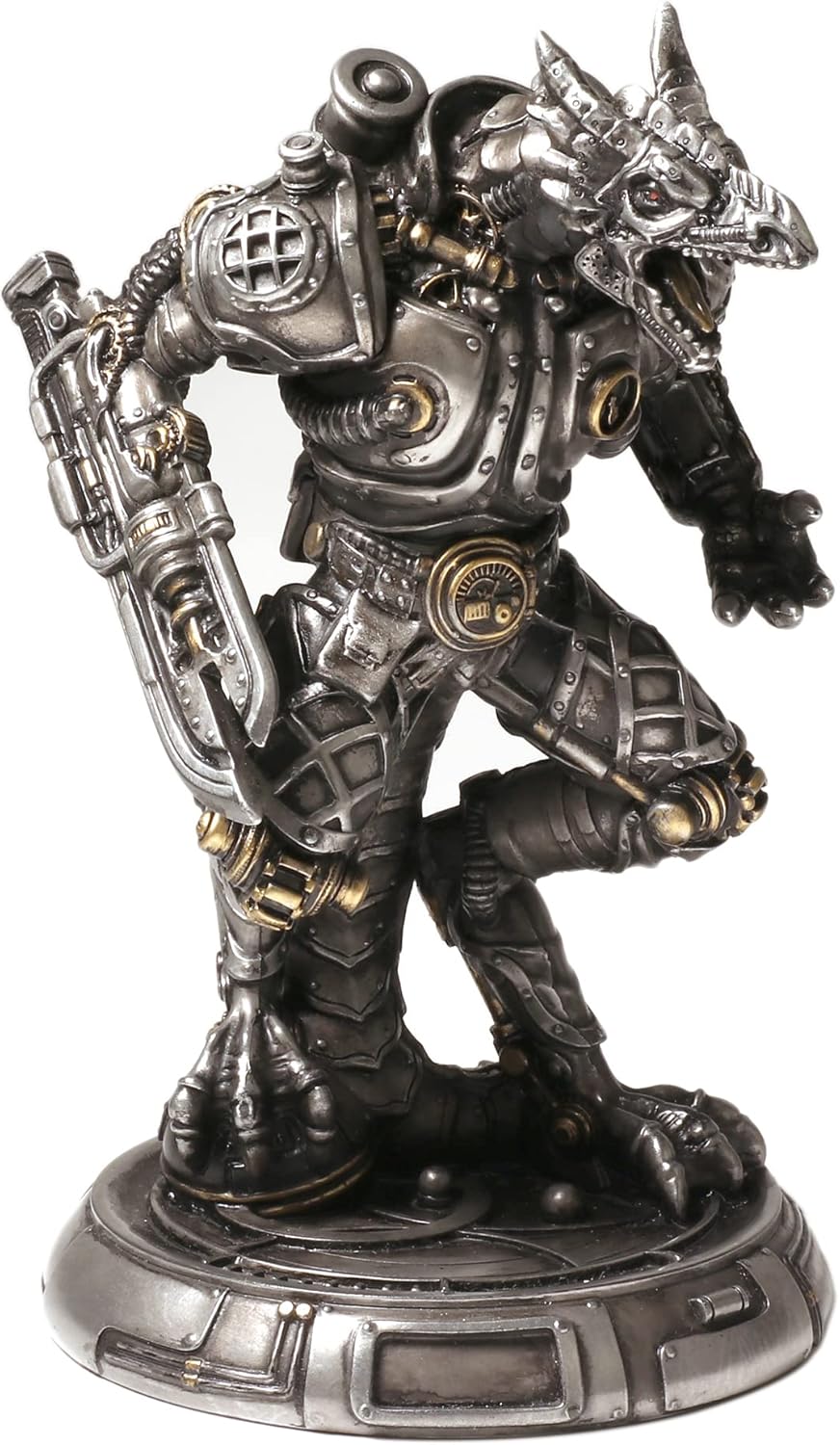Steampunk Mechanoid Dragon Warrior Cold Cast Resin Metallic Finish Statue